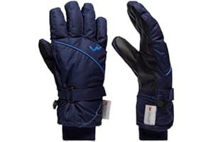 Peter Storm Kids' Waterproof Ski Gloves with Thinsulate Insulation Grippy Palms/Tips and Elastic Cuffs for a Secure Fit, Unisex, Children's, Navy