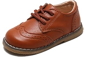 Panegy Scarpe Bambini Bambina in PU Pelle Scarpine Stringate Basse Eleganti Leggere Scarpette Brogue Casual con Suola Moribida per Suola Festa Matrimonio