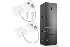 Friendship 2 Pairs Fridge Locks for Children, Adhesive Baby Safety Cupboard Drawer Locks with Key Refrigerator Lock to Keep Kids Safe from Kitchen Cabinets Windows (2 Pack-White)