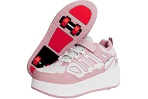 PREYROCBIRDS Scarpe con Rotelle 4 Ruote Bambina Bambino - Sportive Roller Rimovibili per Skateboard, Modalità 2/4 Ruote - Regalo Bambini (Taglia 30-38)