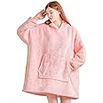 CKK Oversized Hoodie Blanket, Super Soft Warm Wearable Fluffy Hooded Blanket, Cosy Comfy Sherpa Sweatshirt with Big Pocket for Women Girls Adults Men Boys Kids