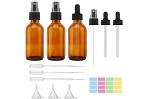 Pavlleen 3 Stück 60ml Braunglas Sprühflasche,kleine Sprayflasche mit Zerstäuber,Sprühflaschen mit Feinem Nebel,Nachfüllbar Sprühflaschen,für Reinigung,Parfüm,Kosmetiksprays,ätherische Öle