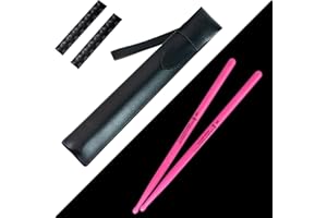 AQTAQ 5A Drumsticks Nylon for Drum Set with ANTI-SLIP Handles Night Light Plastic Cool Glow Drum Sticks with Non-Slip Strong Musical Instrument Percussion Accessories Fluorescence-Pink