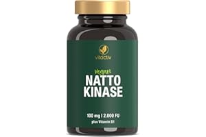 ‎VITACTIV NATURAL NUTRITION VITACTIV Nattokinase + Vitamin B1, für eine gesunde Funktion des Herzens, unterstützt den Energiestoffwechsel, natürlich, konzentrierte Nattokinase aus Natto-Extrakt (120 Kapseln)