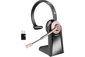 EARBAY Wireless Headset, Bluetooth Headphones with Microphone Noise Canceling & Charging Base, Wireless Headphones with USB dongle，PC Headset with Mute Button for Computer/Phones/ Teams/Skype/Zoom/Office