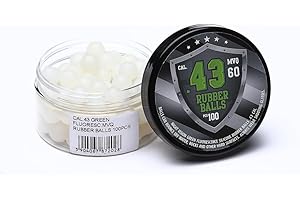 Glowing Rubber Balls in .43 Caliber - Glow in The Dark Resuable Rubberballs in Green for Training Paintball Pistols in 43 Cal. Home Self Defense