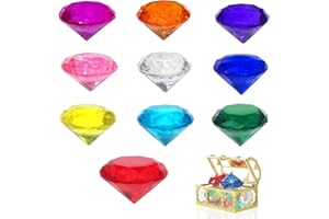 XWCHASA 10 Pezzi 4 cm Set di Gemme per Bambini Giocattolo, Gemme Acriliche di Diamante Giocattoli di Gemme Acriliche per Pirati Compleanno Multicolore Acrilico Grandi Gemme Gioielli Tesoro Scriccato Festa