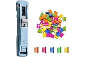 NectaRoy Cucitrice, Pinzatrice Riutilizzabile, Pinzatrice per Carta Senza Tracce, Spingere Spillatrici, Portatile Cucitrice Carta, Ufficio Cucitrice con 50 Pezzi Multicolore Graffette Riutilizzabili