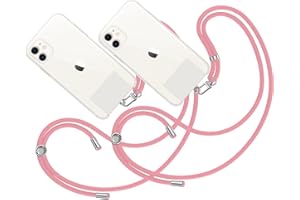 MARARDI Pack 2 Cordón Correa para Móvil Colgante Cinta con Parche - Cadena Teléfono Universal Colgador para Cuello - Cuerda Funda Colgar Lanyard con Enganche Accesorios Llavero