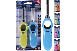 MAELSA ALLUME GAZ BRIQUET avec embout métal rigide rechargeable hyper pratique : cuisinière, barbecue, bougies,... couleur aléatoire