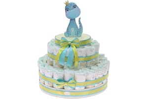 Viale Magico Torta Pannolini Neonato Dinosauro, Idea Regalo Nascita Economica e Originale (Pannolini da 30pz Dinosauro Louis)