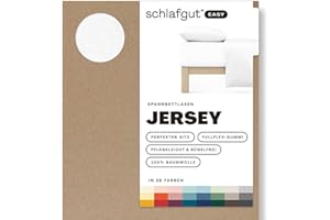 ‎SCHLAFGUT Schlafgut Easy Jersey Spannbettlaken 140x200 bis 160x200 Full-White, Spannbetttuch aus 100% Baumwolle