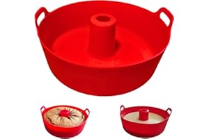 MOLJAUS Molde bizcocho Horno Molde Silicona freidora de Aire Savarin 21 cm Compatible con Freidora de Aire de 5 a 9 L Molde bizcocho Horno y airfryer sin BPA Antiadherente Molde Corona reposteria Rojo