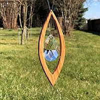 Fenster Deko zum Aufhängen | Segel aus Holz | Regenbogenkristall | Sonnenfänger | Fensterdeko