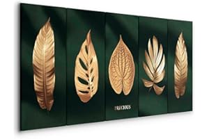 murando - Akustikbild Blätter 225x90 cm 5 tlg Bilder Akustikschaum Schallschutz Akustikpaneele Wandpaneele Schalldämmung Wandbild Schallabsorber Akustikplatten Pflanzen Motiv Natur b-A-0905-b-m