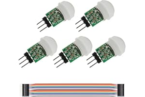 Youmile 5PACK IR Human Sensor AM312 Mini-Detektormodul HC-SR312 Pyroelektrischer Infrarot-PIR-Bewegungsmelder Automatischer DC 2,7 bis 12 V für Arduino 2 A1U2 mit Dupont-Draht