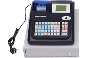 Fetcoi Registrierkasse Kleinunternehmer Elektronische Kasse 48 Tasten POS-Kasse 8 Digitale LED Kassensystem, Supermarkt Kiosk Einzelhandel Restaurant Englische EU Stock (Typ B)