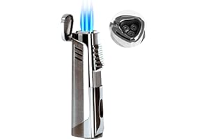 RONXS Torch Lighter, Refillable Butane Gas Lighter with Punch, Triple Jet Flame Windproof Lighter for Gas stove, Fire place, BBQ, Hiking and Camping(Without Gas)