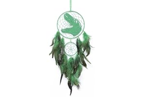 Tiardey Dinosaur Dream Catcher Handmade Feather Dreamcatcher Feathers Wall Hanging Ornament Gift for Bedroom