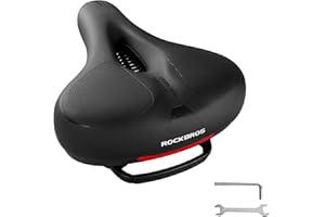 ROCKBROS Sella Bici Comoda in Gel, Sella Ergonomica per MTB Bicicletta, Sellino Morbido Traspirante, Uomo Donna, con Strisce Riflettenti Posteriori, 22 * 26cm, Accessori Bike