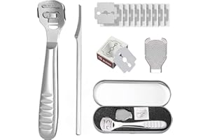 CUCKYZIRL Foot File Set - Pedicure Foot File Scraper for Dead Hard Skin Remover Heel Corn Cracked Skin Removal - Stainless Steel Professional Foot Rasp Kit Foot Care Tools for Feet Hand Silver