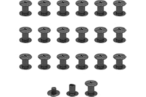 JJWNMLL Set di 20 rivetti a vite Chicago M5x7mm Viti per Rilegatura Chicago Kit Viti per Rilegatura rivetti Chicago, Viti Chicago, per Cintura in Pelle Libro Fai da Te Scrapbook Legatoria - Nero