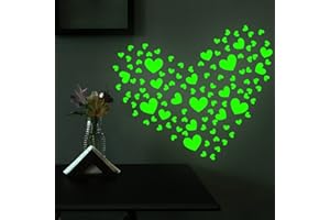 INF 2 arkusze świecące w ciemności naklejki w kształcie serca, świecące naklejki ścienne, samoprzylepne, do pokoju dziecięcego, świecące w ciemności, naklejki świecące