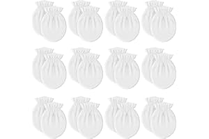 Ycvipo 12 Pairs Newborn Baby Mittens,Unisex-Baby No Scratch Mittens,100% Cotton White Mittens for Baby 0-6 Months