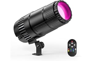 KRIDERISH 30W Projecteurs Pin Spot 4 en 1 RVBW Éclairage de Scène 4 modes Lampe de Projection avec Télécommande Boule Miroir pour Fêtes Bars Mariages Dance Halls DJ