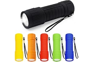 ‎RIISOYU Riisoyu 6 Stück Mini LED Taschenlampe, COB-LED kleine Kinder Taschenlampe Handlampe mit Lanyard Silikonbeschichtung für Camping Outdoor Wandern Notfälle Kindergeburtstag Geschenke