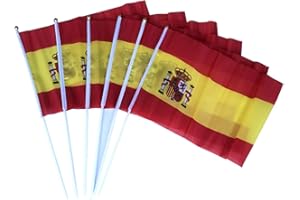 DURABOL 12 PCS Bandera De Mano de España envia por España para el día Nacional Festivo, Fiestas, desfiles, Juegos de fútbol, Eventos Deportivos, decoración de Bares (A)
