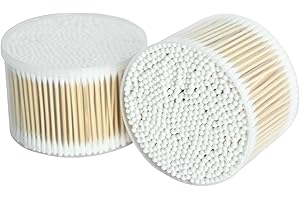 SPORWAY 1000 Stück Wattestäbchen Natürliche Wattestäbchen mit Doppelter Runder Spitze Ohrenstäbchen Watteträger 12cm Reinigungsstäbchen für Kamera Tastatur Make-up Polieren Reinigung