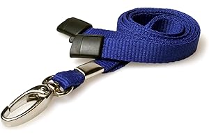ALG ID Cards® Breakaway Lanyard Plain Colour with Safety Breakaway | Navy Blue Neck Lanyard with Metal Clip | Lanyard for Pass Card Badge Holders (Navy Blue Lanyard)