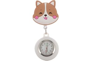 Hemobllo Retractable Nurse Watch - Nurses Fob Watch Clip On Cute Cartoon Hanging Pocket Fob ES for s Women