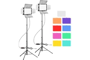 LED Video Light 2 Packs, EMART Dimmable Photography Lighting with Diffuser and 9 Color Filters, 5500K USB LED Studio Lights for Photo Streaming Shooting, TikTok, YouTube Recording
