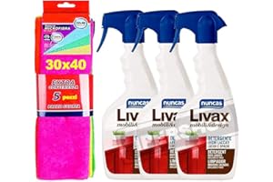 DC CASA NUNCAS SET 3 PEZZI LIVAX MOBILI&DESIGN DETERGENTE LEGNI LACCATI 500 ML + pacco scorta 5 panni microfibra 30x40cm