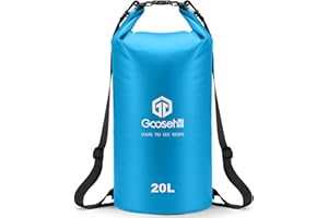 Goosehill Waterproof Dry Bag, 5L 10L 20L Roll Top Dry Sack with 2 Detachable Straps, Waterproof Bag for Boating Hiking Camping Kayaking Canoeing Swimming Snowboarding Paddle Board