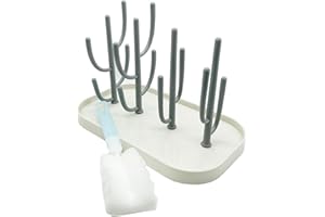 EMSMIL Trockenständer für Babyflaschen Abtropfgestell Abnehmbarer Trockengestell BPA-frei für Tassen Kessel Weingläser mit Kostenlos Flaschenbürste Schwamm Reinigungsbürste