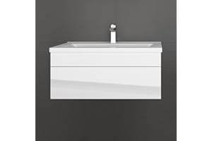 HOME DELUXE - Set di mobili da bagno - WANGEROOGE BIG bianco - Piccolo - incluso lavabo e accessori completi - Larghezza lavabo: ca. 80 cm I Mobile da bagno lavabo set di mobili da bagno