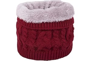 JFAN Sciarpa Circolare Scaldacollo a Maglia Spessa Foderata in Morbido Pile a Doppio Strato Invernale