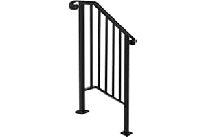 VEVOR Ringhiera Corrimano, Set Ringhiera per Scale Nero, Opaco con 2 o 3 Gradini, Ringhiera Corrimano in Ferro, Ringhiera Scale Esterne per Gradini Esterni