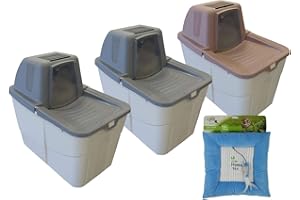 PETGARD Paquete de 3 cajas de arena para gatos Sofia Close con entrada superior 2 x gris 1 x baya