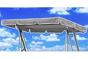 KEKAFU Hollywoodschaukel Ersatzdach 210x145, Hollywoodschaukel Dach Universalgröße, Hollywoodschaukel Dachbezug Universal, Sonnendach für Hollywoodschauke mit 2 Tunnelschlaufen 100% Polyester (Grau)