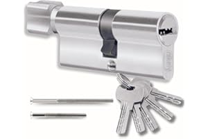 GENERICO Cilindro per Serrature 35/35mm, Cilindro con Pomello, Viti e Chiavi Incluse, Montabile Facilmente, Serratura per Porte e Garage, Anti-perforazione, Lunghezza 70mm