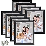 PETAFLOP 8 Pack 10x8 Photo Frames, Black Picture Frames for Home Family Office Decor, Classic Wall&Tabletop Display