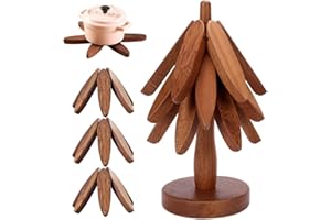 MINEUP Tree Shape Trivet Set, Tree Coasters, 4 Pcs Wooden Trivets for Hot Dishes, Christmas Trees Shape, Shaped Table Mat for Kitchen Accessories Home Table Decor Gift, Christmas Decorations, Walnut