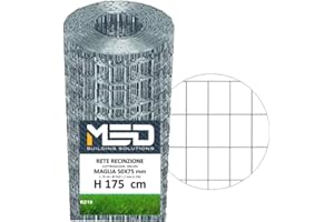 MED BUILDING SOLUTIONS MED | Rete Elettrosaldata Zincata 50X75 mm in Rotolo da 25 mt H 175 cm per Recinzioni Metalliche da Giardino, Pollaio, Vigneto, Recinzione Rigida Resistente