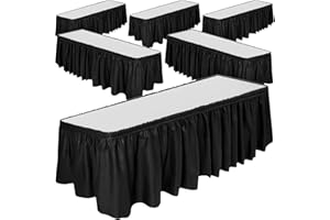 DecorRack 6 Tischröcke, je 73,7 cm x 4,3 m, Multipack, BPA-frei, Plastik-Tischrock, Einweg-Tischdecke, wiederverwendbar, rechteckig, Schwarz (6 Stück)