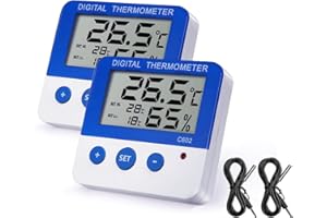 LXSZRPH Reptile Thermometer Hygrometer with High Low Temperature Alarm Digital Aquarium Thermometer Temperature Humidity Meter Gauge for Reptile Tanks, Terrariums, Vivariums, Aquarium (2)