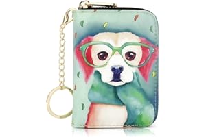 APHISON Credit Card Holder for Women Card Case RFID Blocking Ladies Cute Cartoon Artistic Coin Purses Small Wallet Pouch for Girls/Kids 10 Card Slots Gift Golden Dog